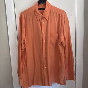 BUGATCHI Orange Long Sleeve Button Up Shirt-M